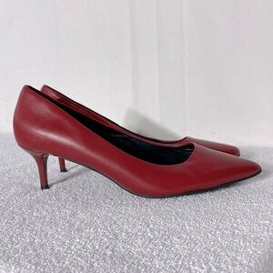 Vintage Le Chateau Flex Red Leather Pointed Toe Heels Pumps 8